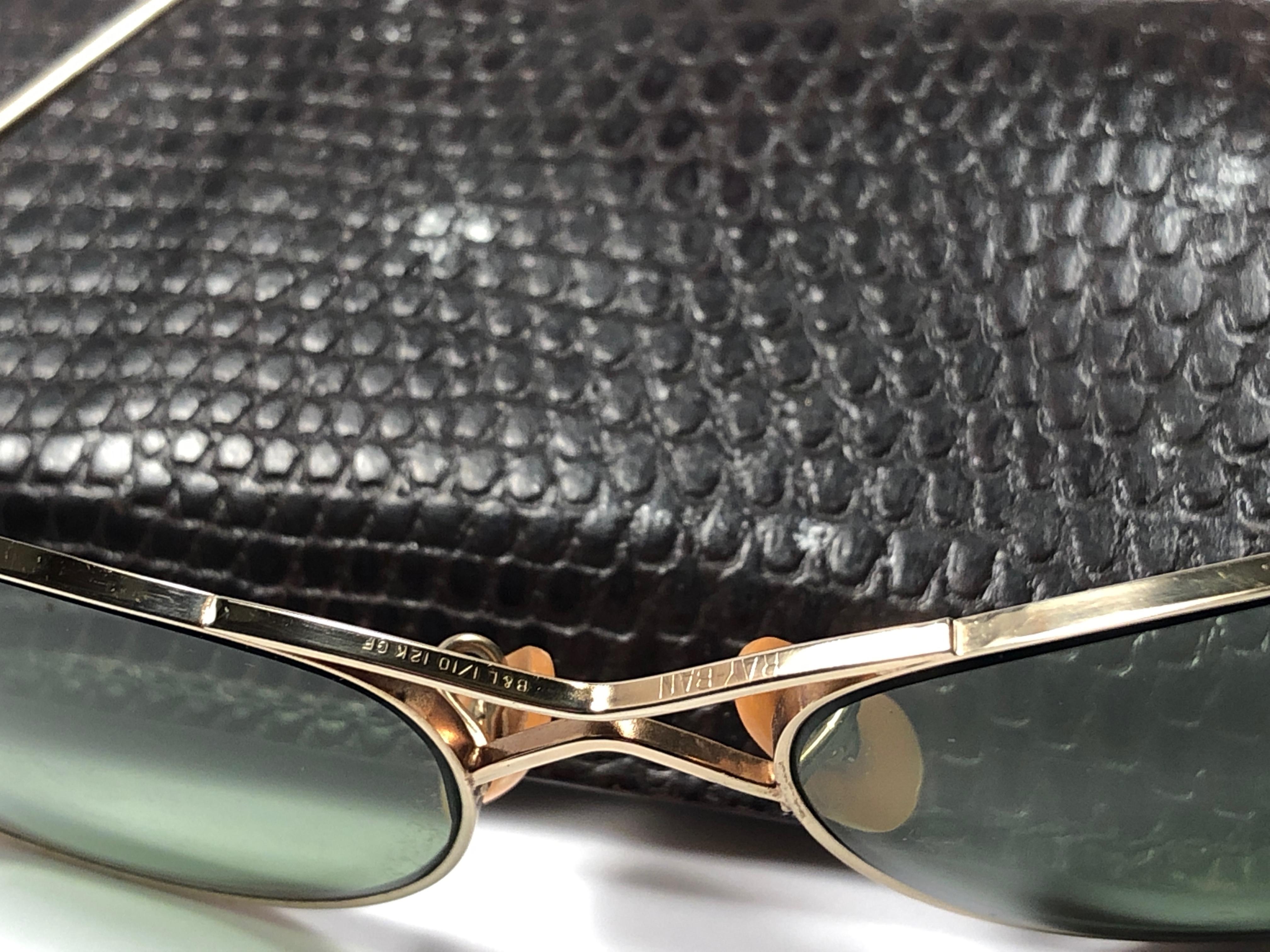 Black Rare Vintage 1940's Ray Ban Smallest Size 12K Gold Filled B&L Sunglasses