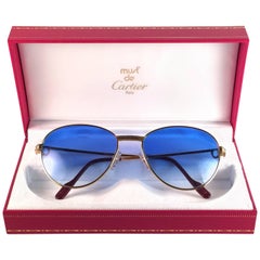 Retro Cartier France Louis Vintage Heavy Gold Plated Diamonds 55mm Sunglasses 