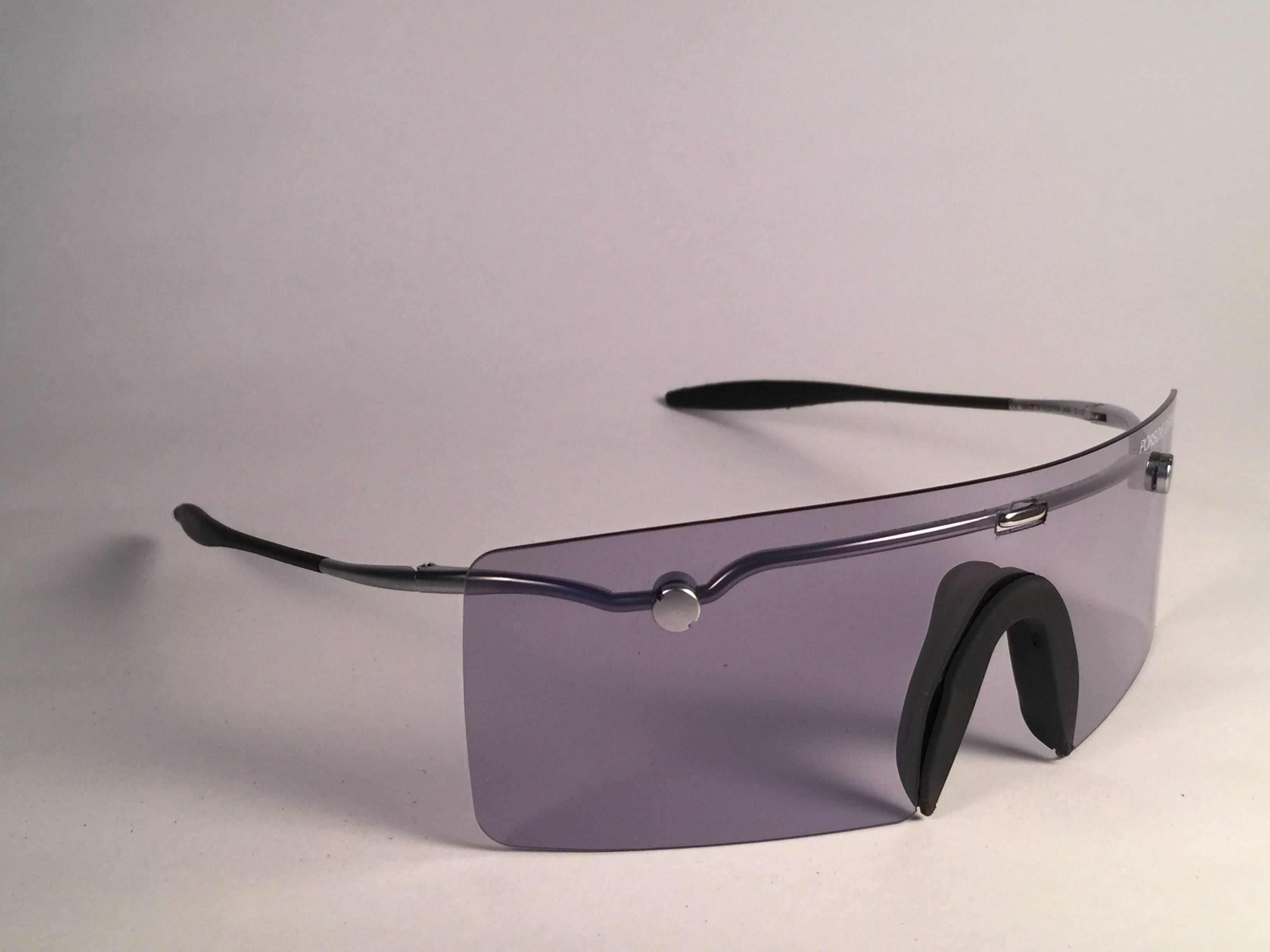 Women's or Men's Mint Vintage Porsche Design 5693 Silver Foldable Flat Light Sunglasses 1990s