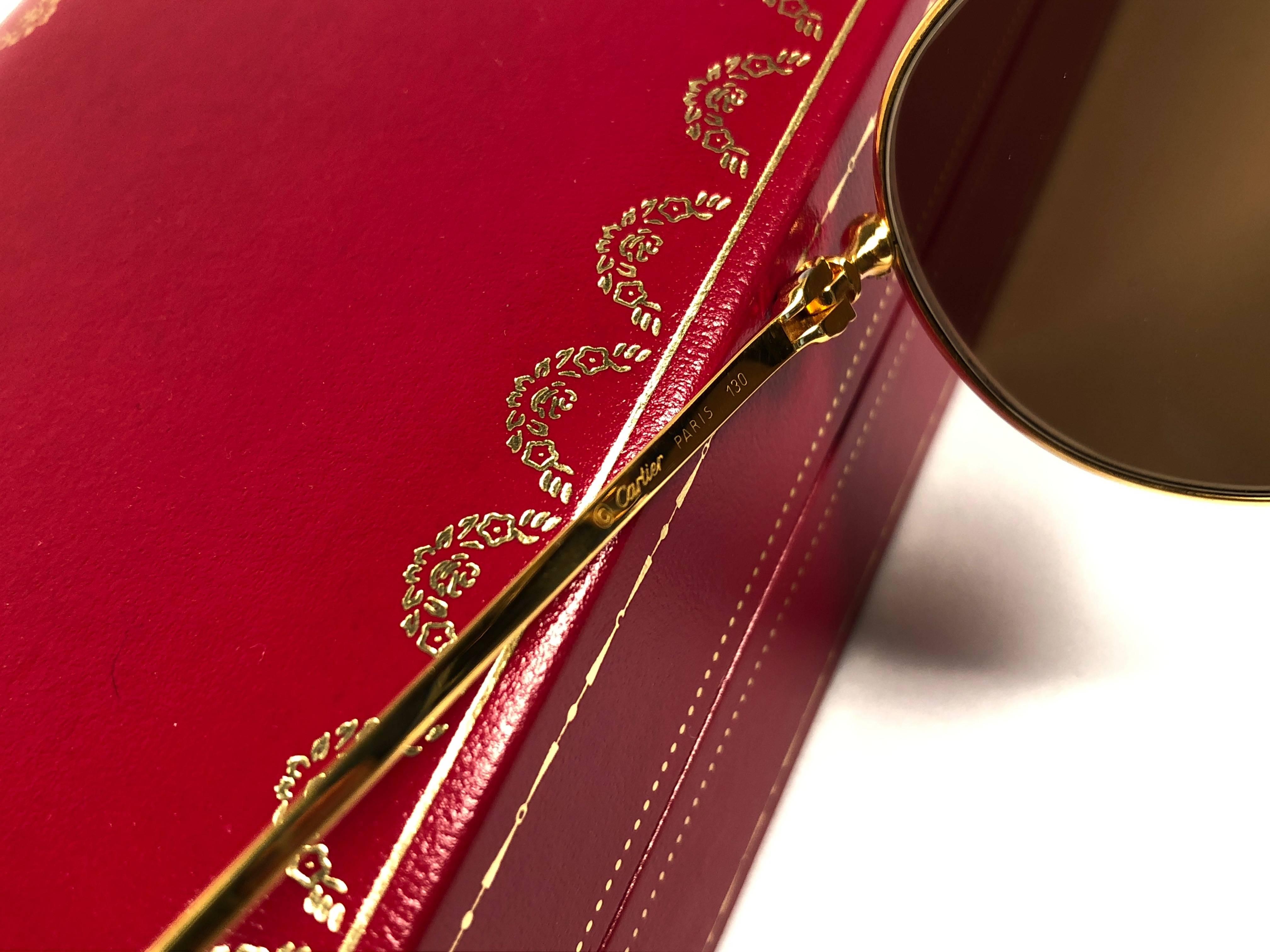 Vintage Cartier Oval Gold Antares 49mm Frame 18k Plated Sunglasses France 1