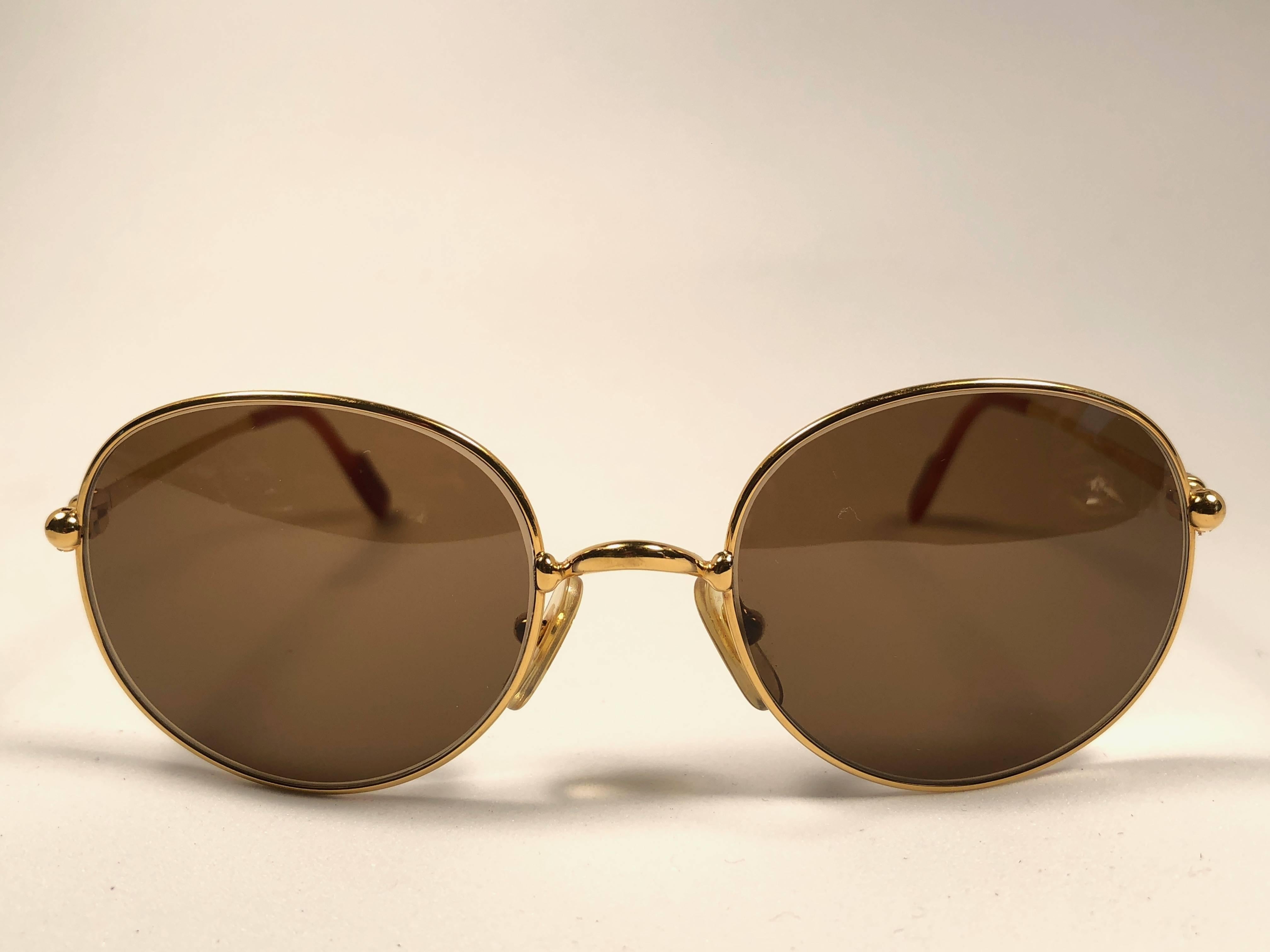 Vintage Cartier Oval Gold Antares 49mm Frame 18k Plated Sunglasses France 3