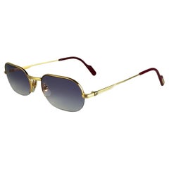 New Cartier Ascot Vendome Gold 53mm Half Frame Sunglasses Elton John France