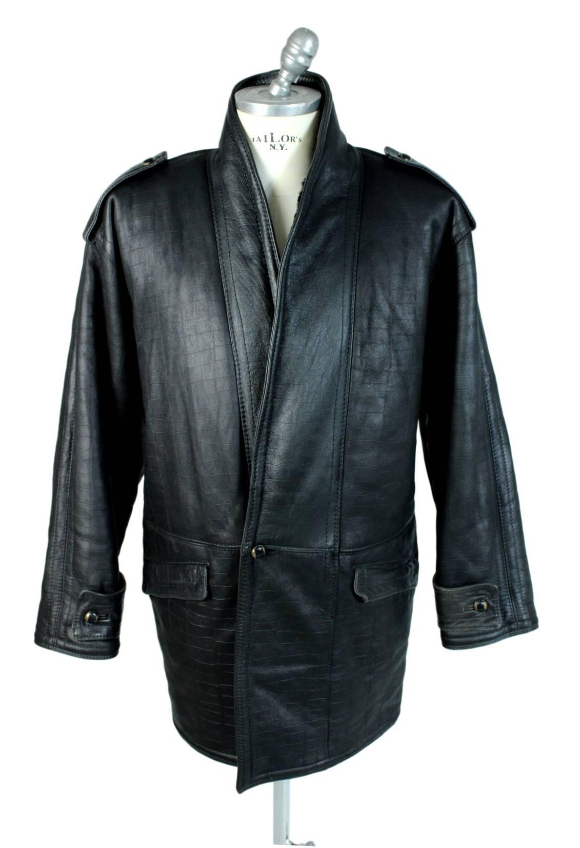 Gianni Versace 1980s leather jacket men's motorcycle shearling coat black luxury In Excellent Condition In Brindisi, IT
