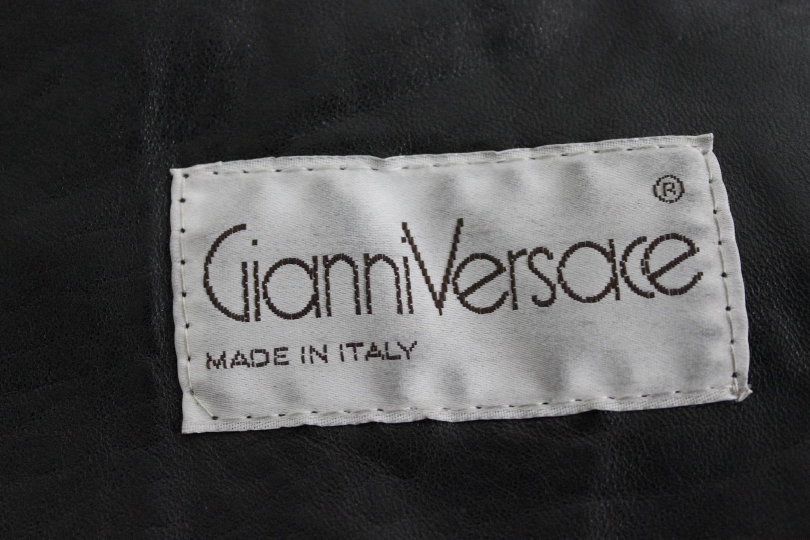 Gianni Versace 1980s leather jacket men's motorcycle shearling coat black luxury 3