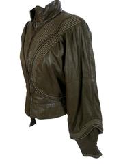 Gianfranco Ferrè vintage 1980s women's brown leather motorcycle jacket size 46