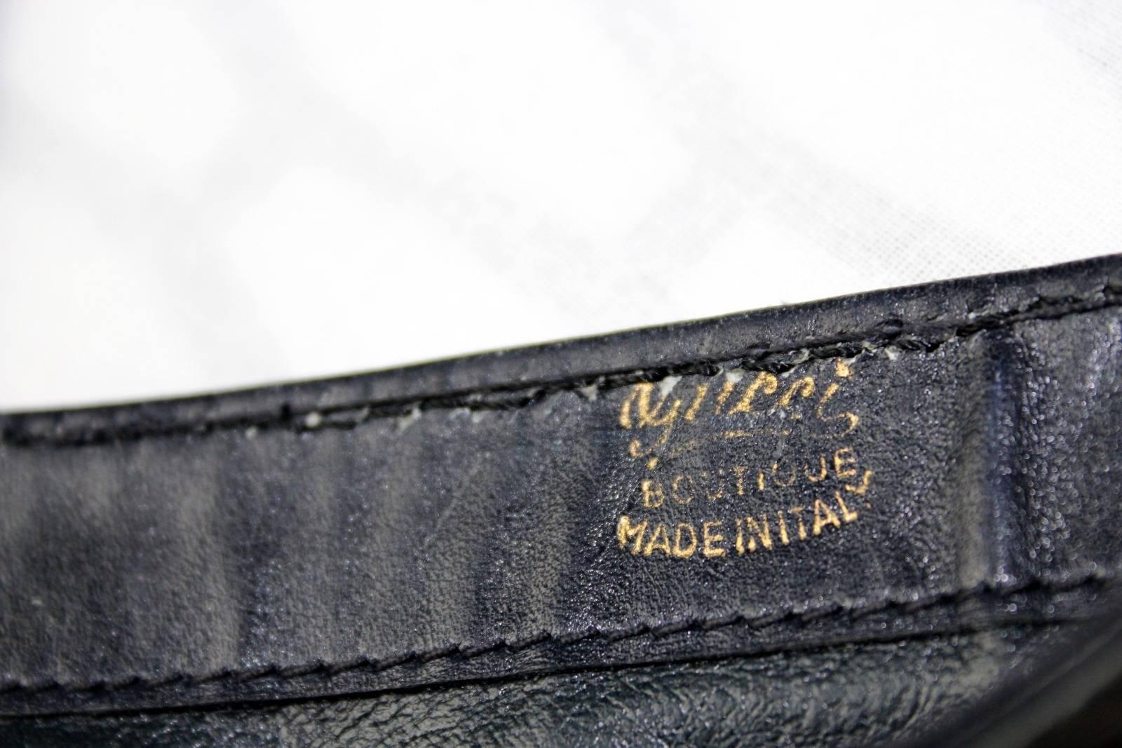 Gucci monogram 1980'si shopper leather bag blue tote handbag 5