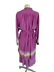 Marina Ferrari 1970s dress set 100% silk jacket blouse and skirt pink size 42