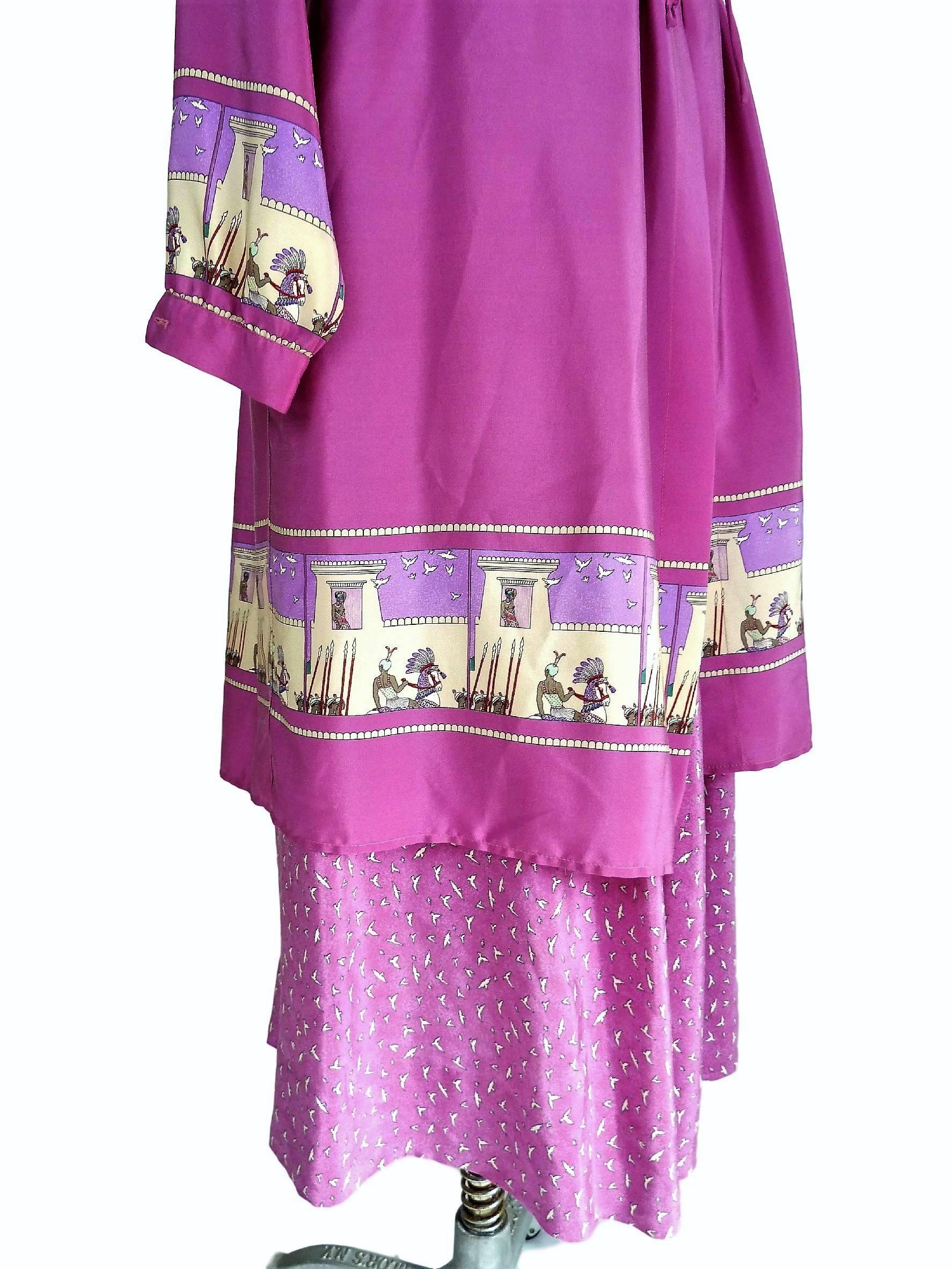 Pink Marina Ferrari 1970s dress set 100% silk jacket blouse and skirt pink size 42 For Sale
