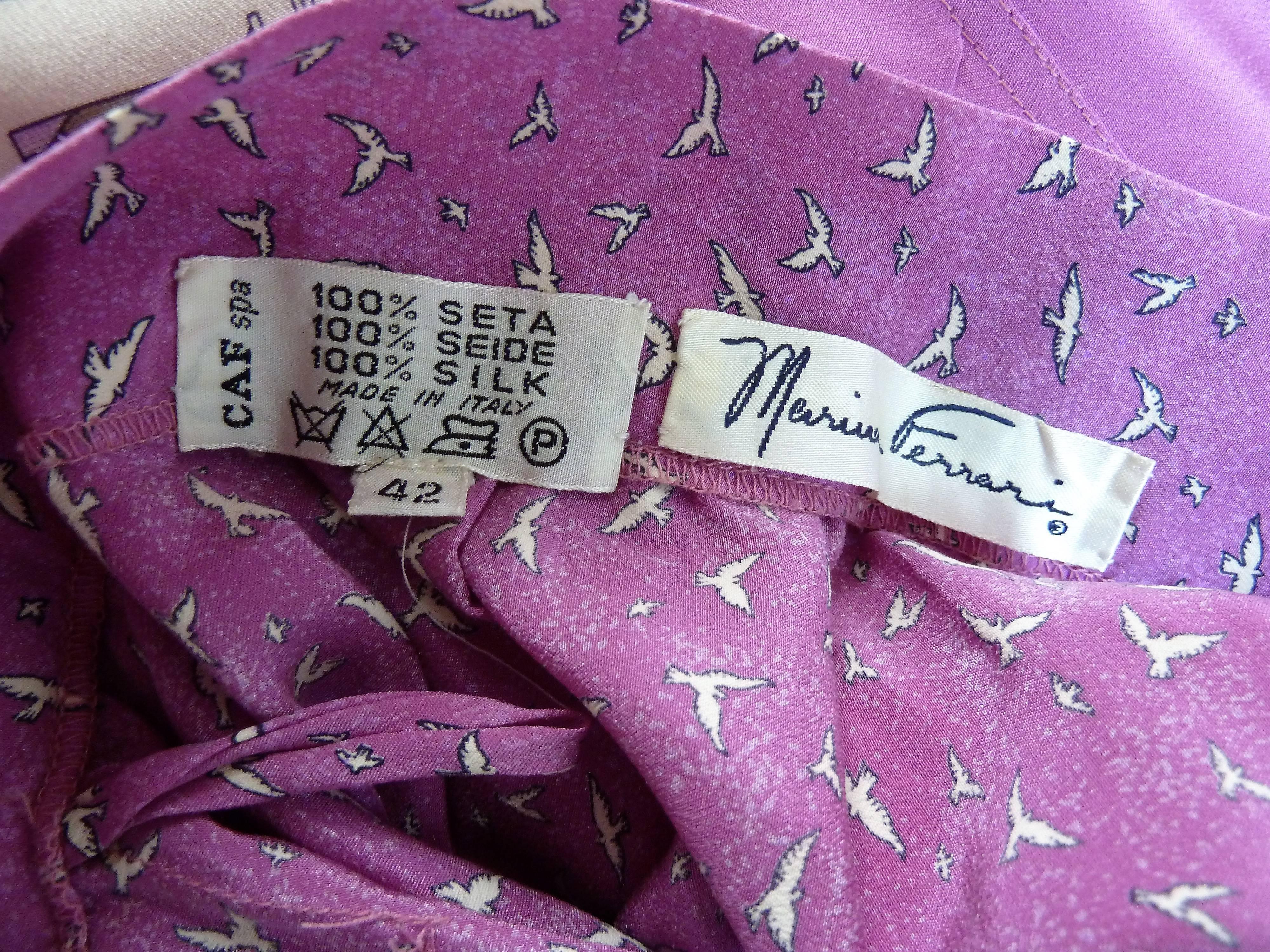 Marina Ferrari 1970s dress set 100% silk jacket blouse and skirt pink size 42 For Sale 4