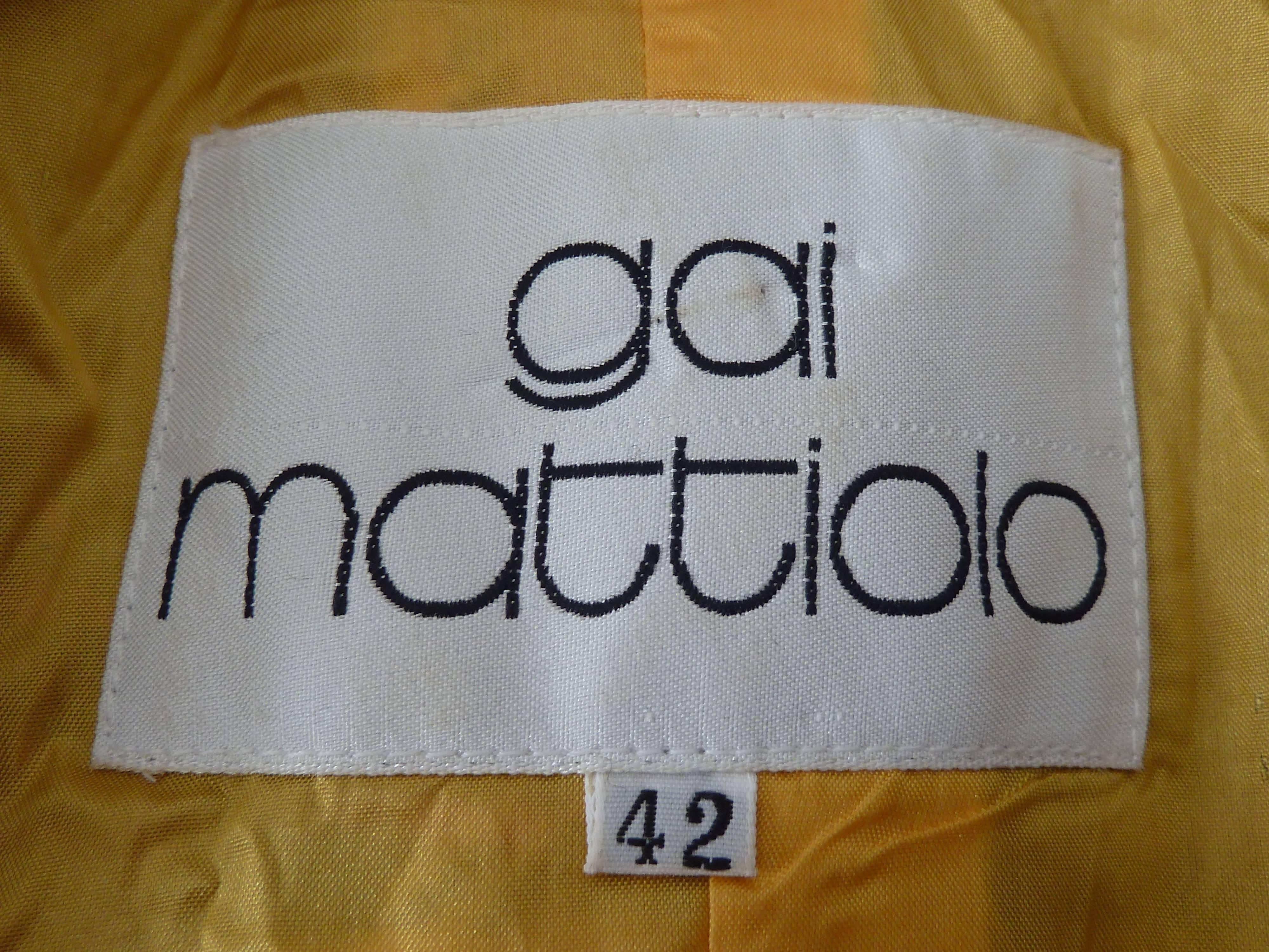 Gai Mattiolo 1980s set dress jacket skirt wool boucle check yellow blue size 42 4