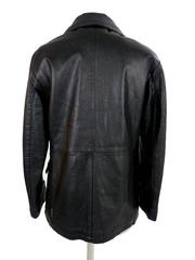 Giorgio Armani Peacoat Leather Black Double Breasted Italian Coat Jacket, 1980