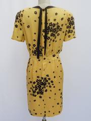 Valentino Sheat Yellow Silk Italian Floral Cocktail Party Dress, 1990