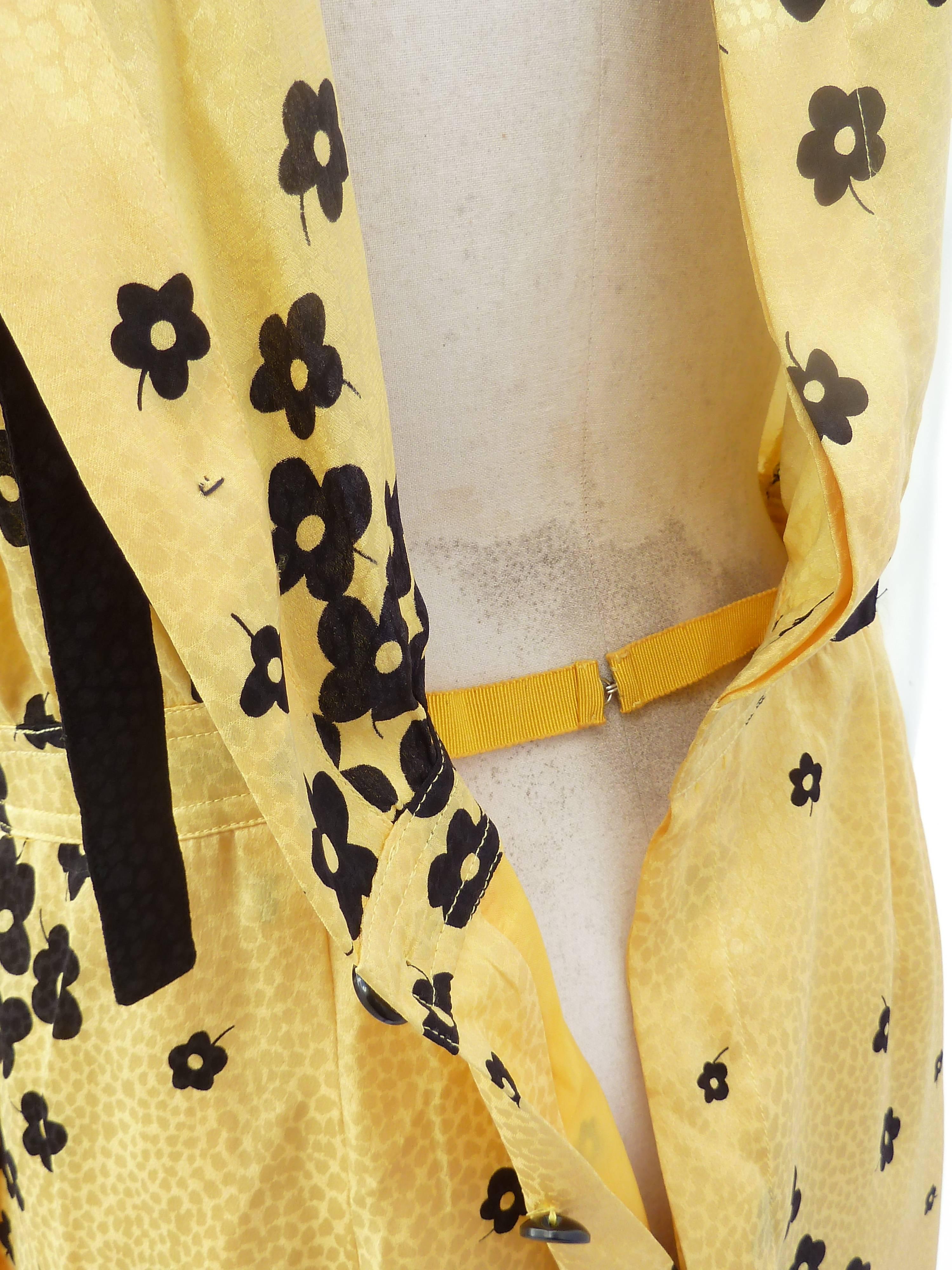 Valentino Sheat Yellow Silk Italian Floral Cocktail Party Dress, 1990 5