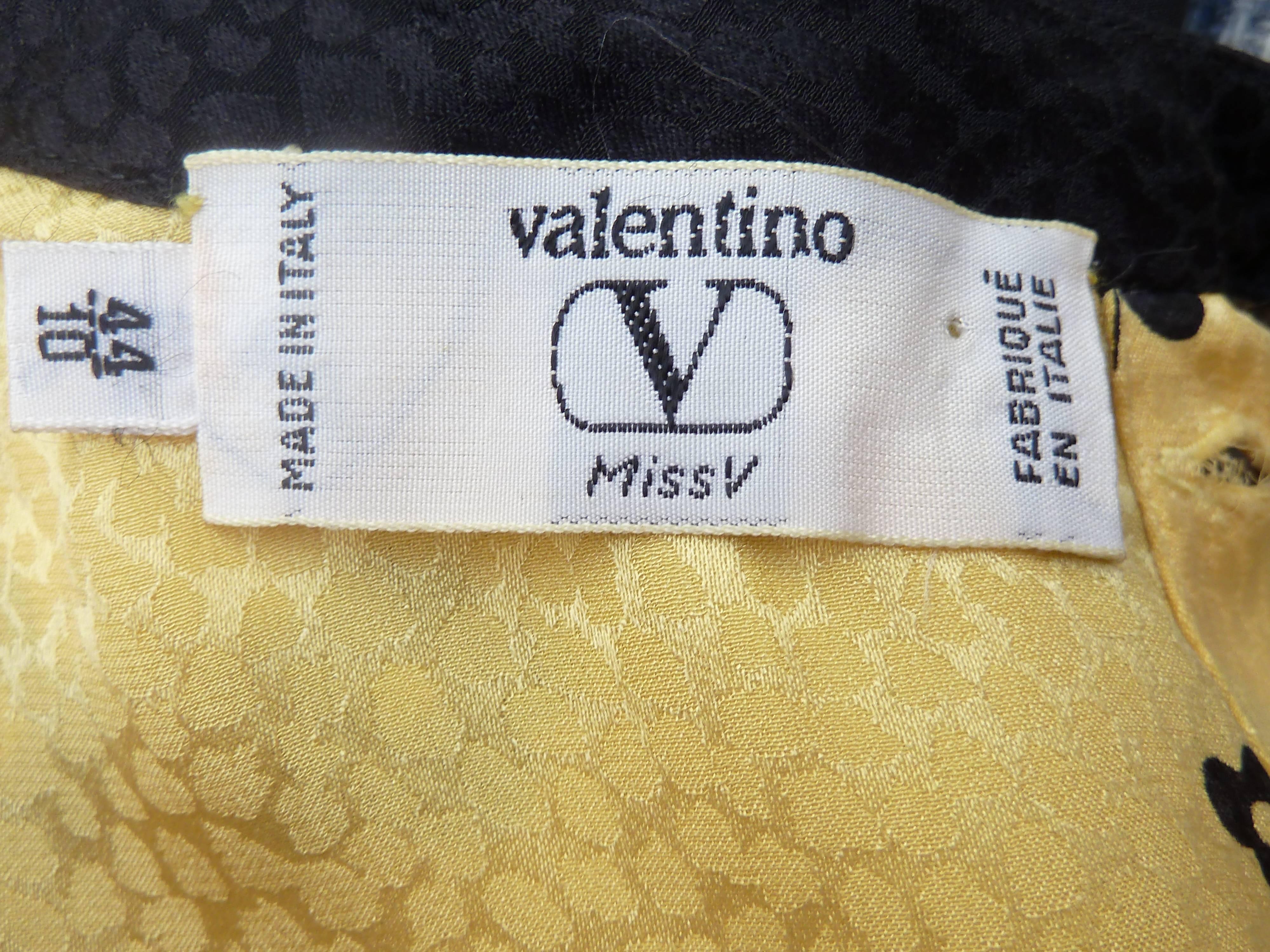 Valentino Sheat Yellow Silk Italian Floral Cocktail Party Dress, 1990 6