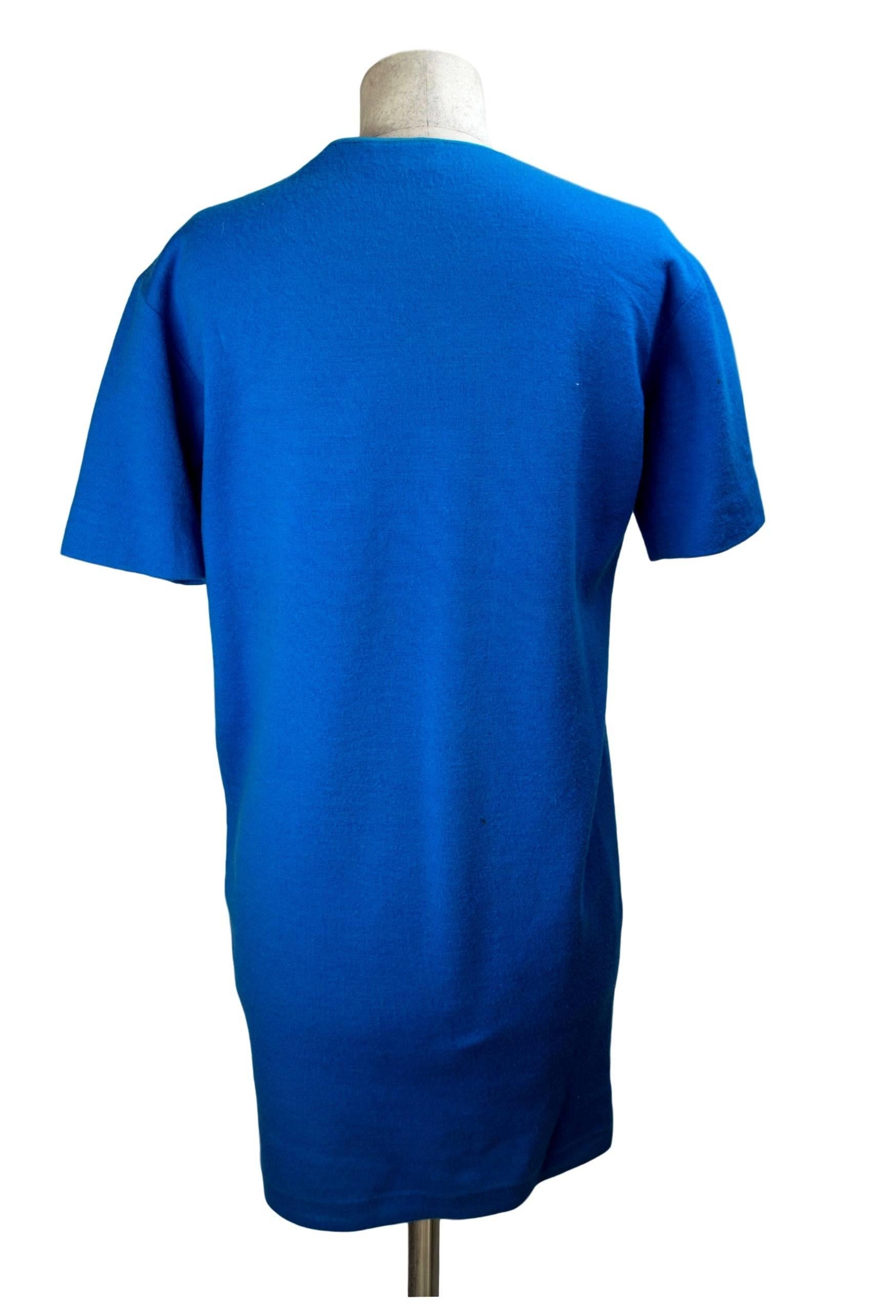 Blue Gianfranco Ferrè 1970s blue tunic dress women's size 44 100% wool