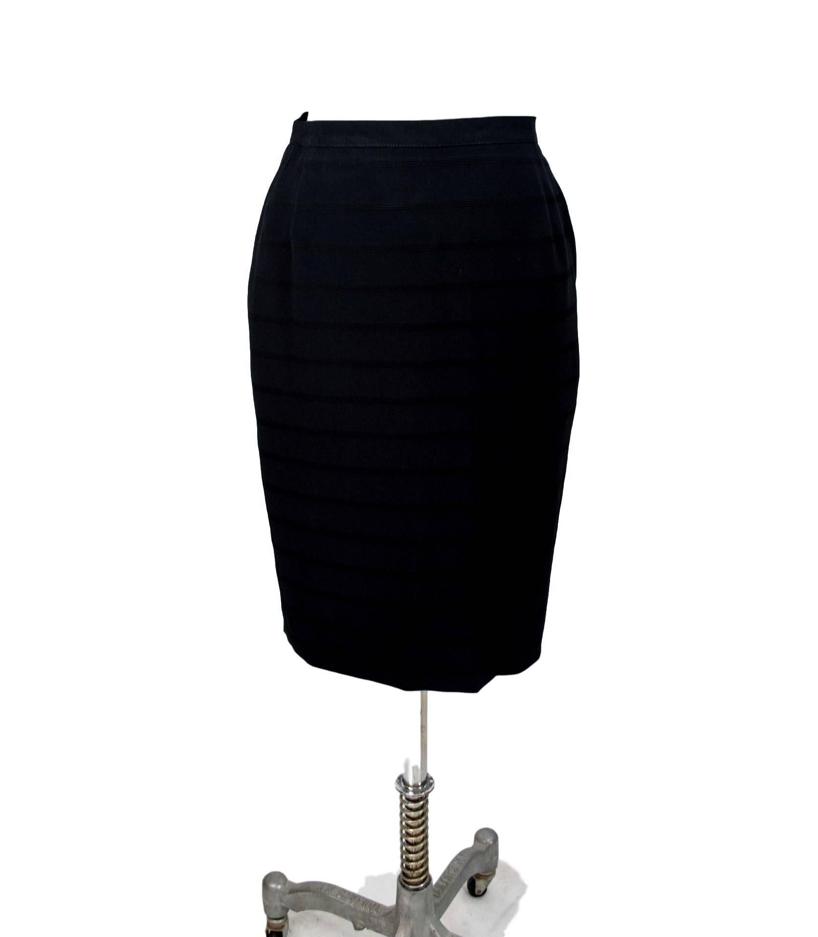 Women's Egon Von Furstenberg 1980s set dress suit skirt jacket women's black wool sz 44 For Sale