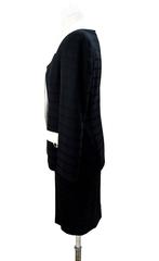 Egon Von Furstenberg 1980s set dress suit skirt jacket women's black wool sz 44