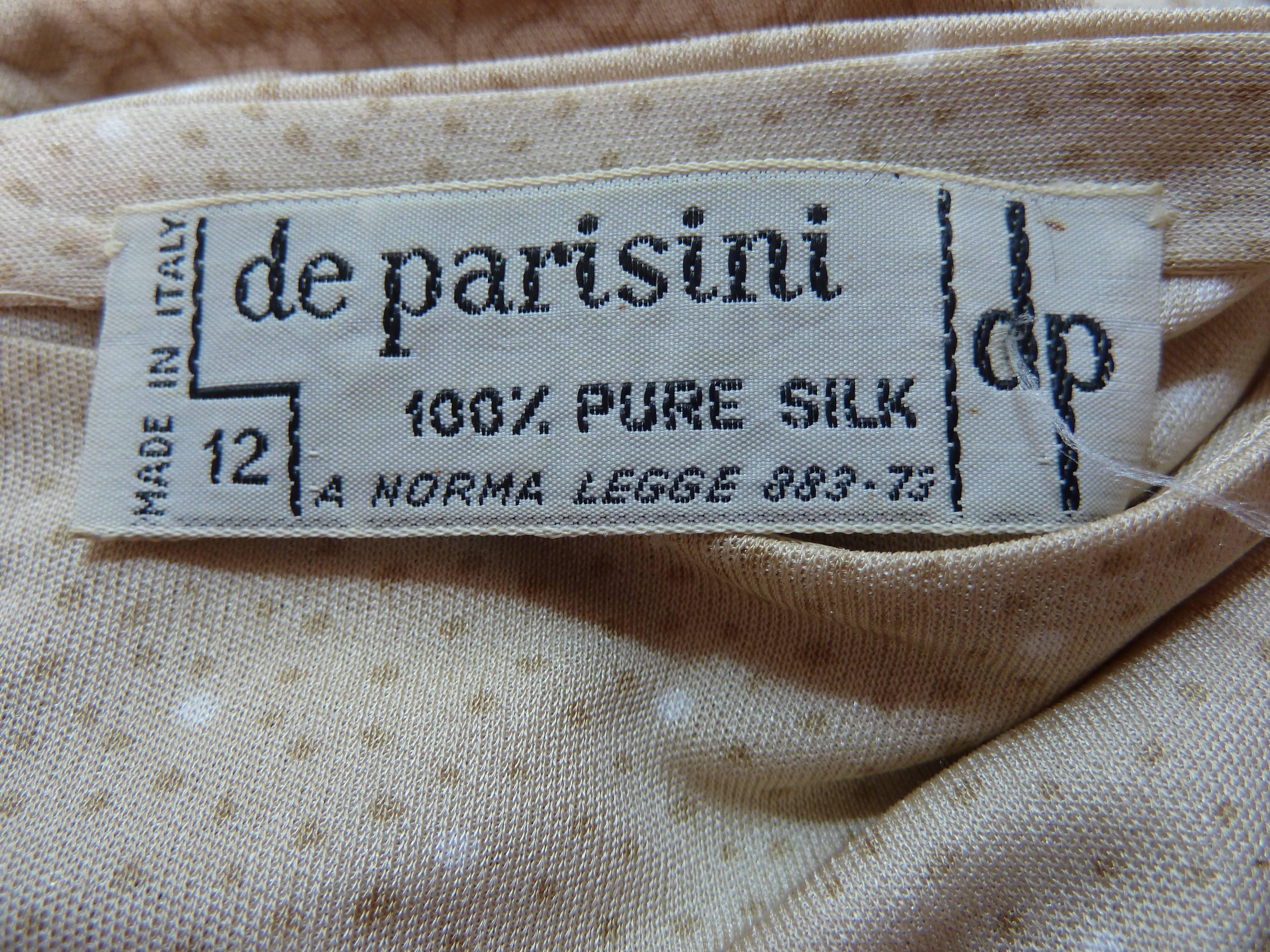 Women's De Parisini 1970s dress floral 100% silk wrap beige women's size 12 UK vintage