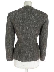 Fendi 1980s jacket silk and wool gray women's tweed blazer size 42