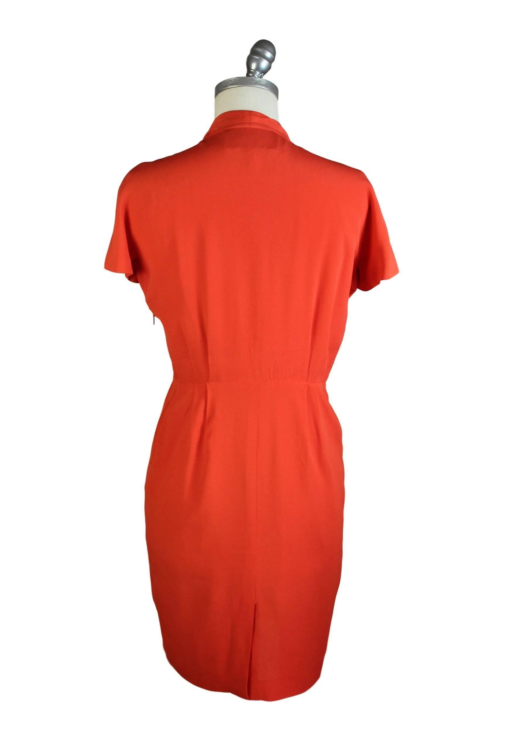 Red 1980s Fendi Peach Silk Blend Sheath Dress Evening Gown