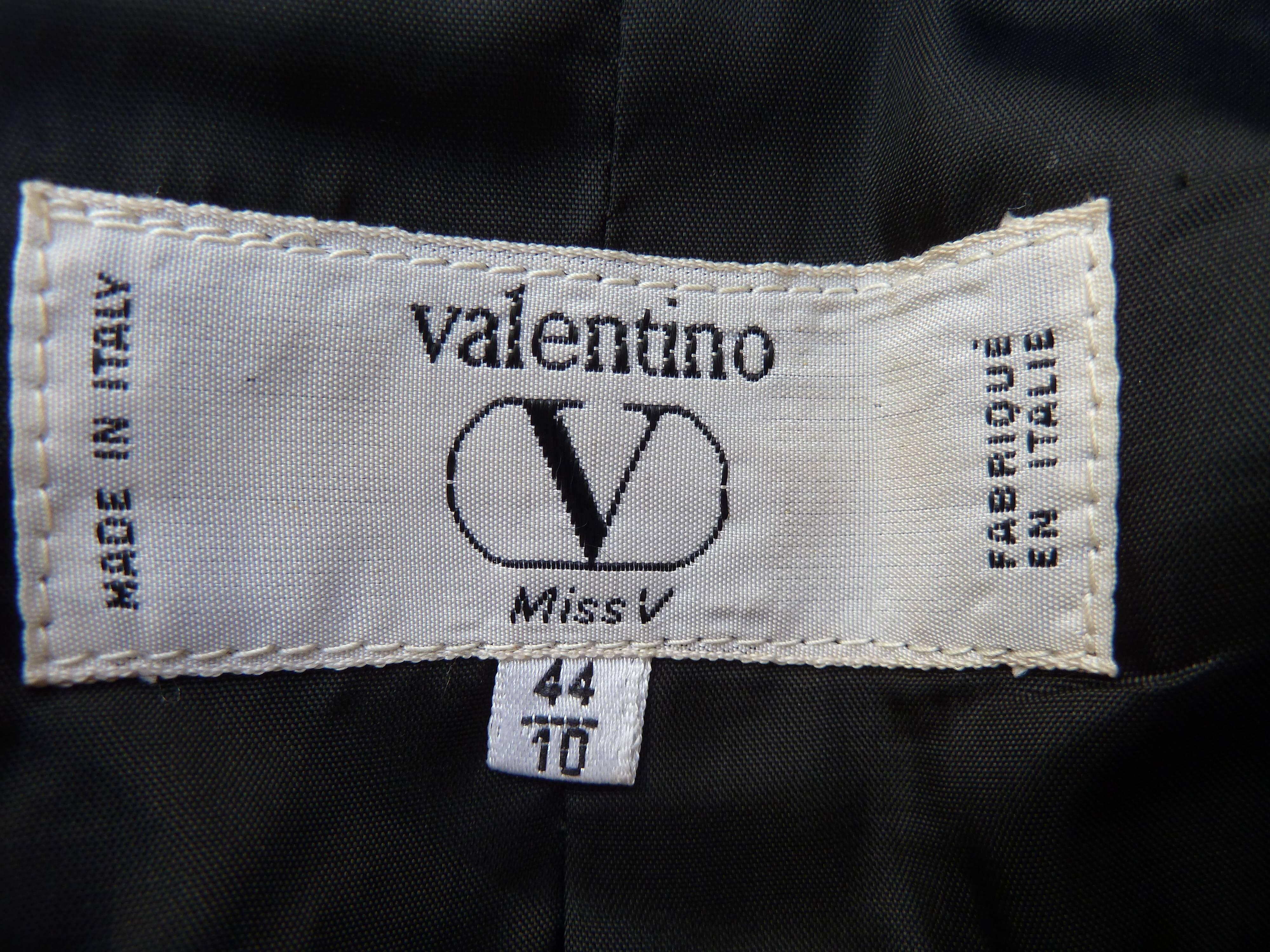 1990s Valentino Black Wool and Velvet Jacket Double Breasted For Sale 1