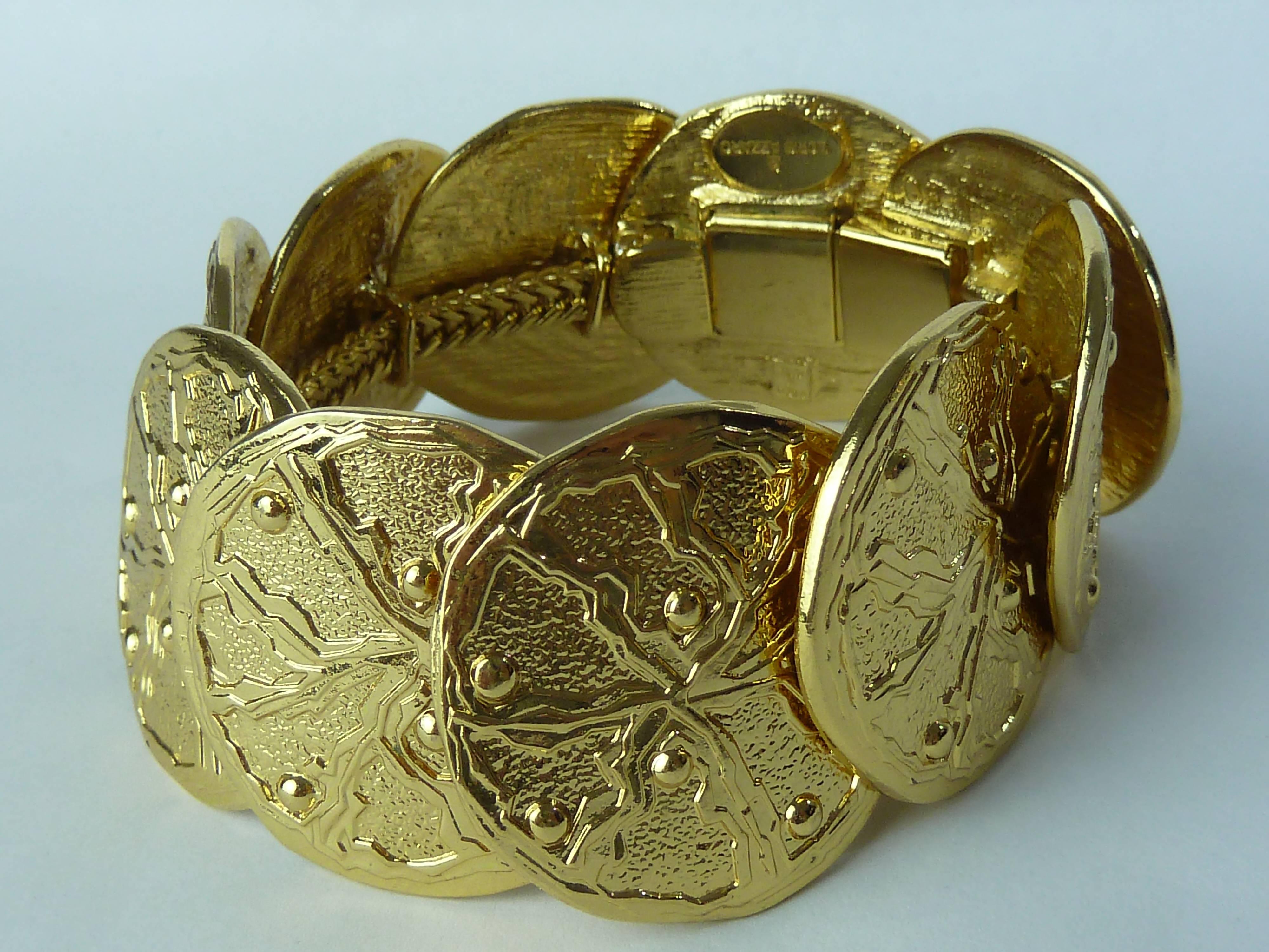 Loris Azzaro Bracelet Golden Metal Costume Jewerly Inlaid Multi Round Medallions For Sale 4