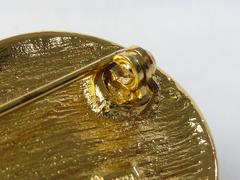 Loris Azzaro Brooch Golden Metal Costume Jewelry Inlaid Multi Round