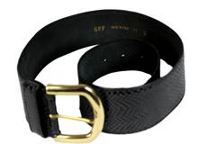 1980s Gianfranco Ferrè Black Snackeskin Belt Golden Buckle