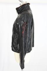 1980s Roccobarocco black fur collar jacket