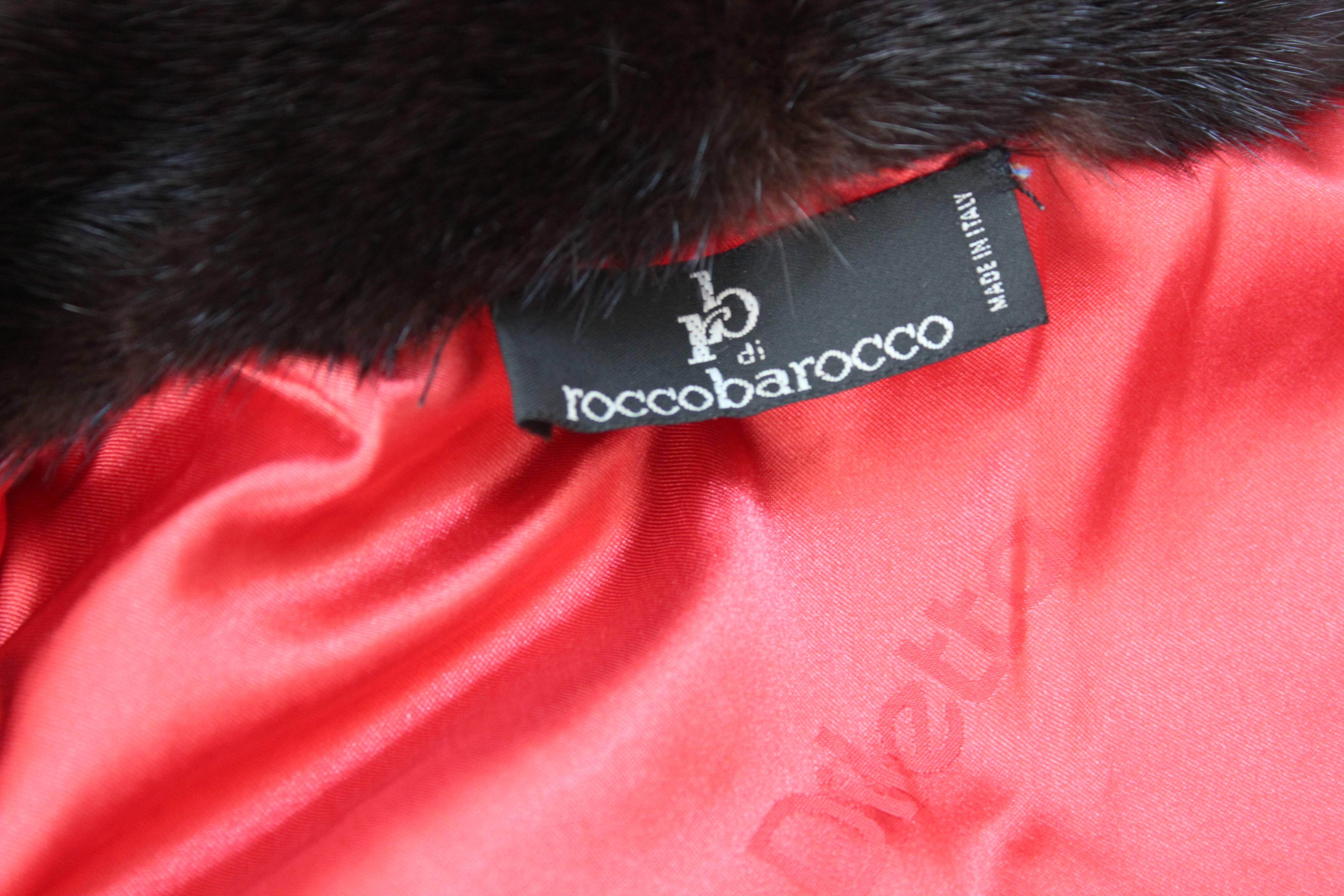 1980s Roccobarocco black fur collar jacket  For Sale 2