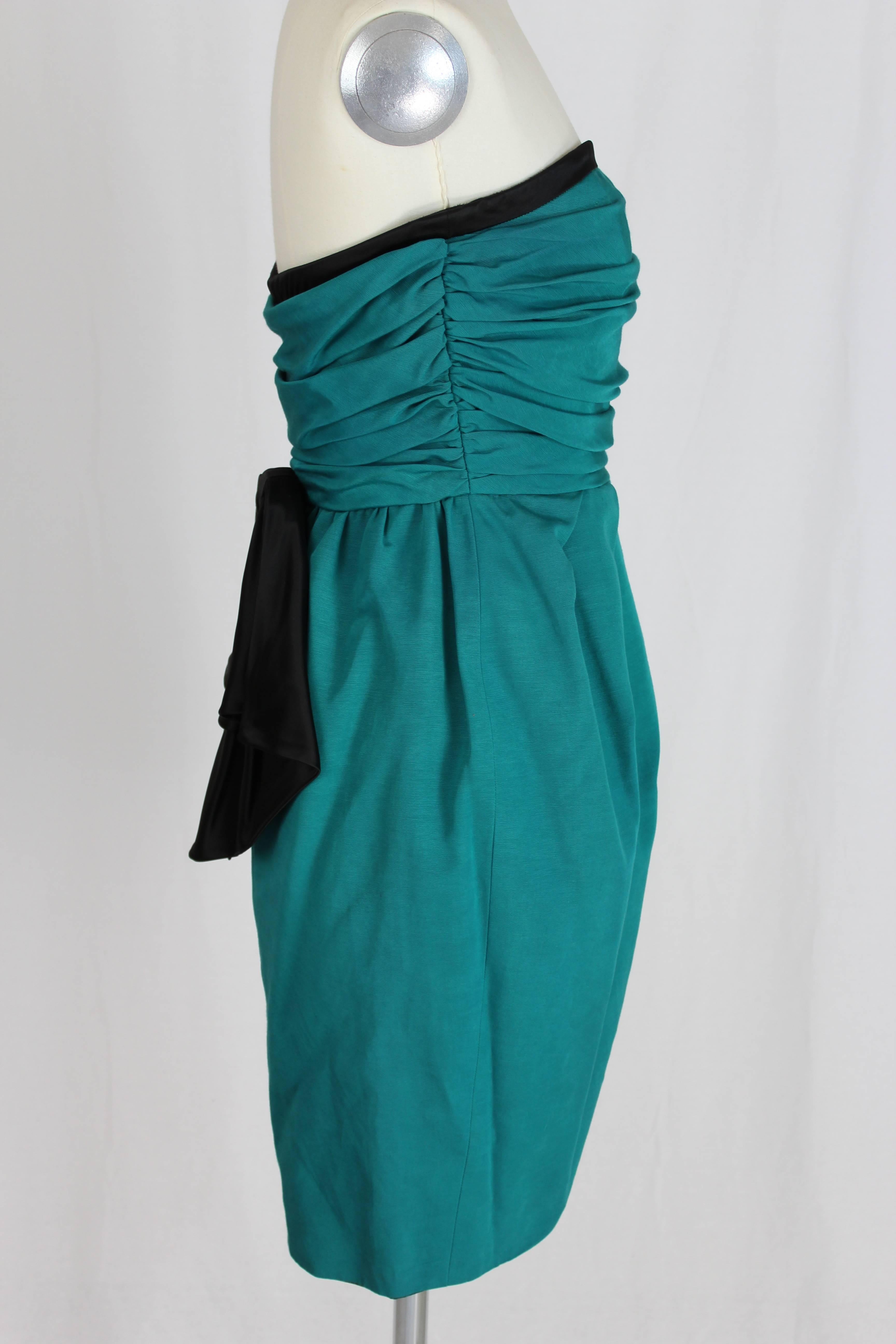 1980s Christian Dior Green Emerald Sheath Dress 2