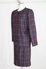 1980s Emanuel Ungaro Paris Blue Wool Check Skirt Suit & Jacket Oversized