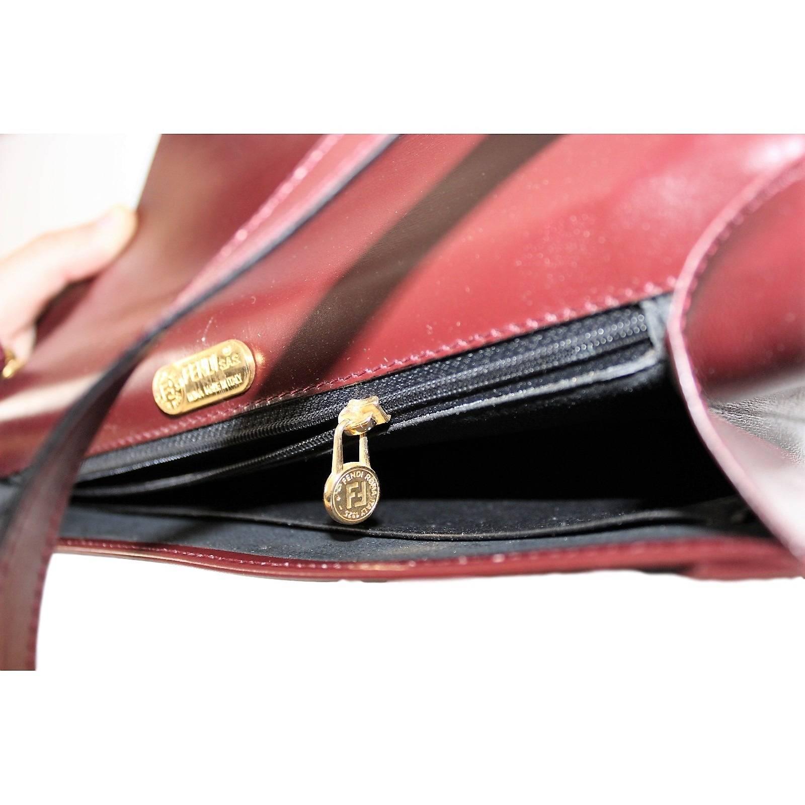 Fendi Brown Leather Shoulder Bag 1970s vintage 2