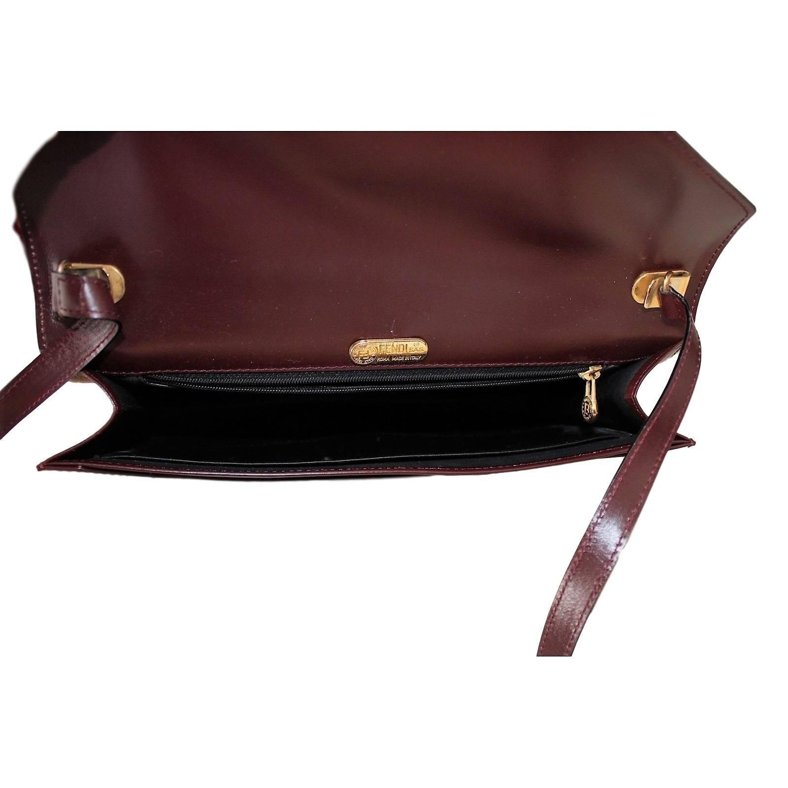 Fendi Brown Leather Shoulder Bag 1970s vintage 4