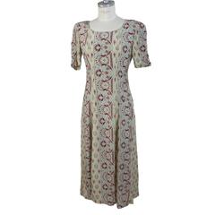 Giorgio Armani Tunic Beige Silk Italian Floral Cocktail Dress, 1980