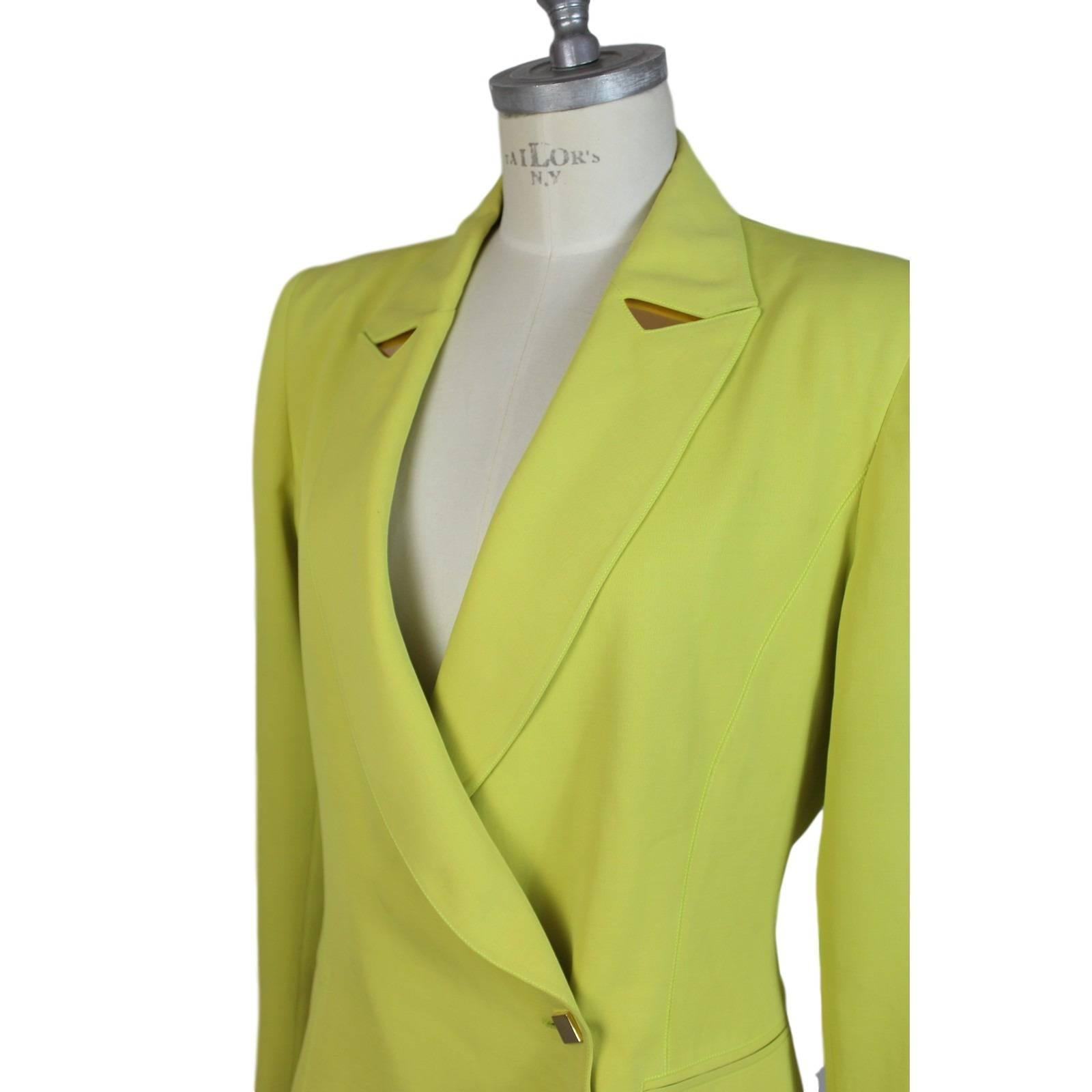1980s Claude Montana yellow cotton blazer jacket In Excellent Condition For Sale In Brindisi, IT