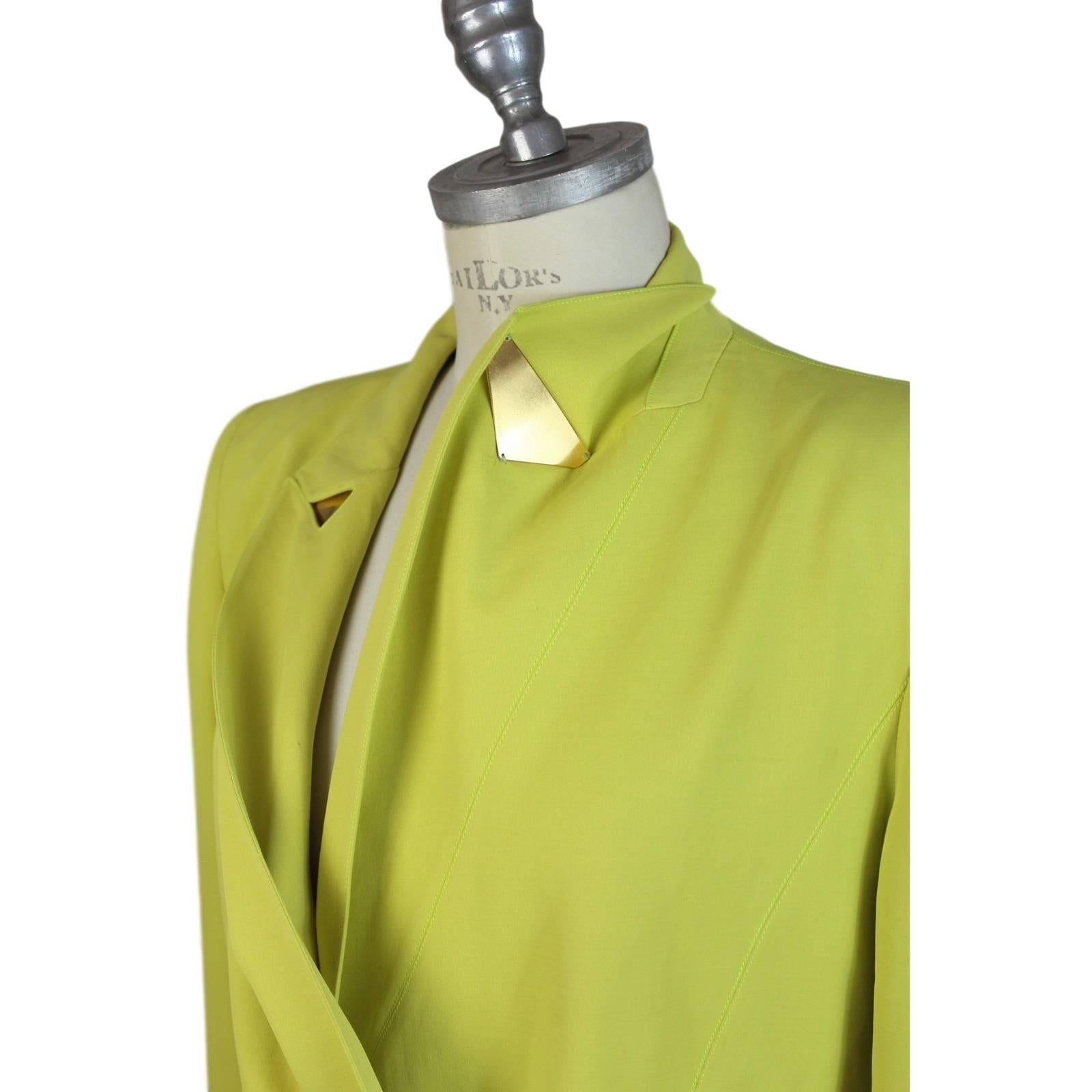 Women's 1980s Claude Montana yellow cotton blazer jacket For Sale