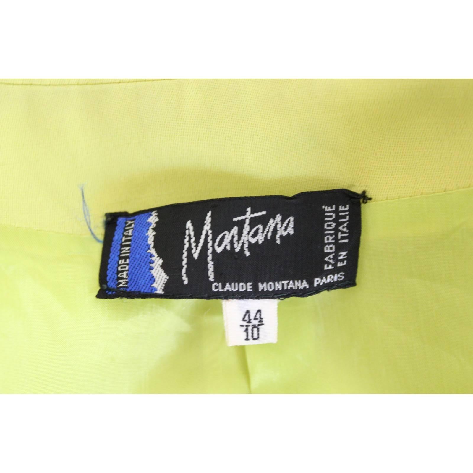 1980s Claude Montana yellow cotton blazer jacket For Sale 1