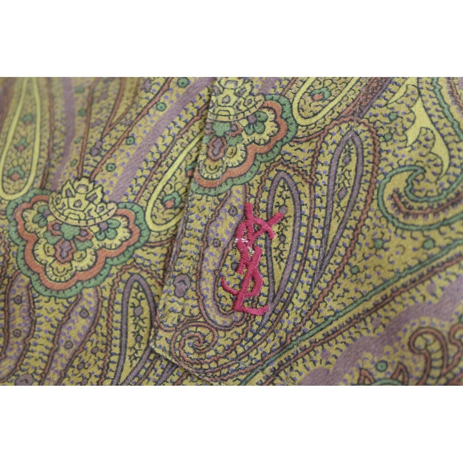 1980s Yves Saint Laurent Brown Cotton Red Paisley Shirt In Excellent Condition In Brindisi, IT