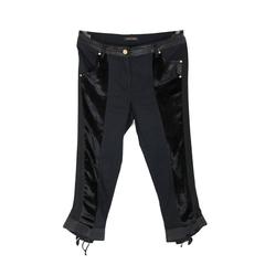 Vintage Roberto Cavalli black silk leather pants women's size 44 trousers