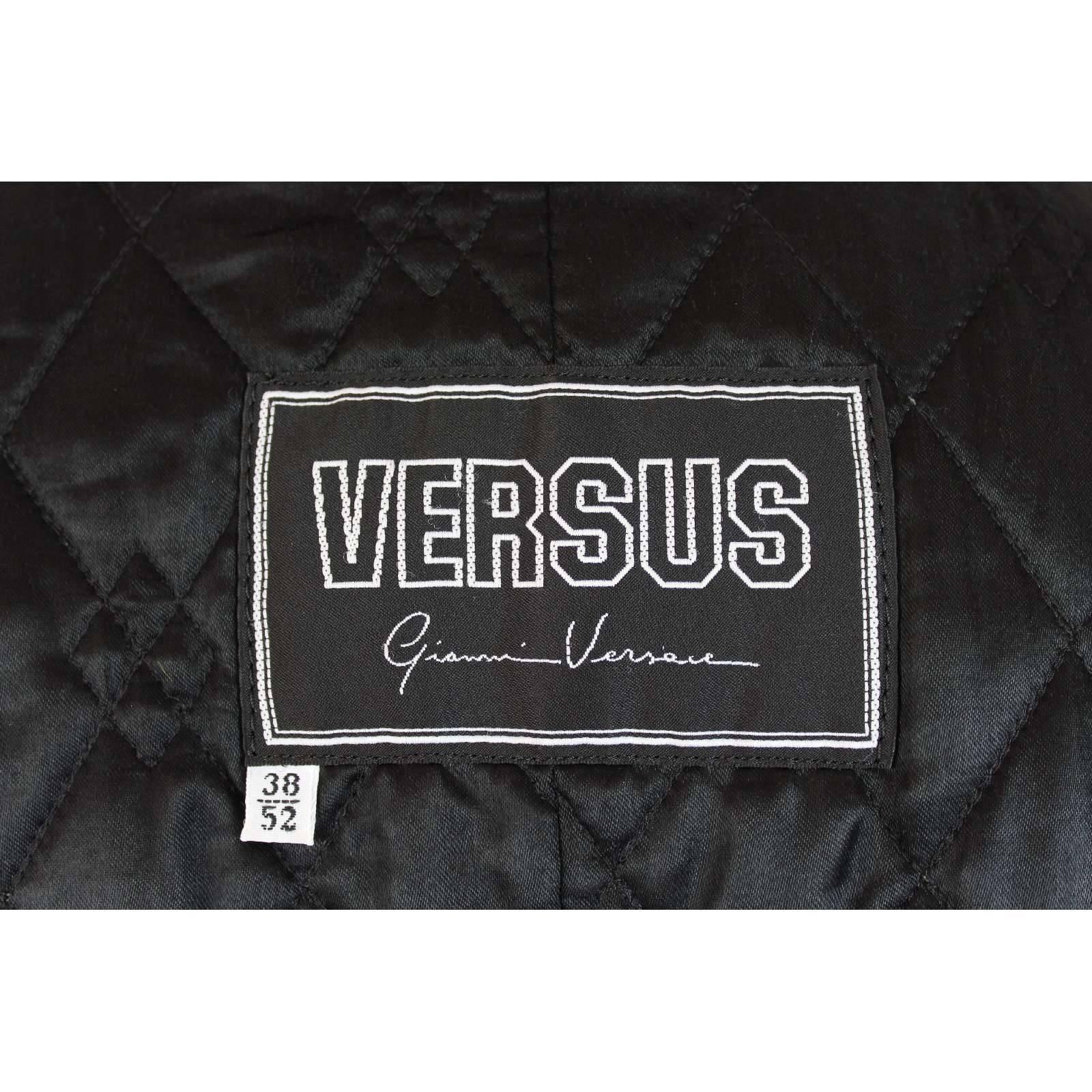 Versus Gianni Versace black leather motorcycle raincoat trench coat size 38/52 For Sale 2