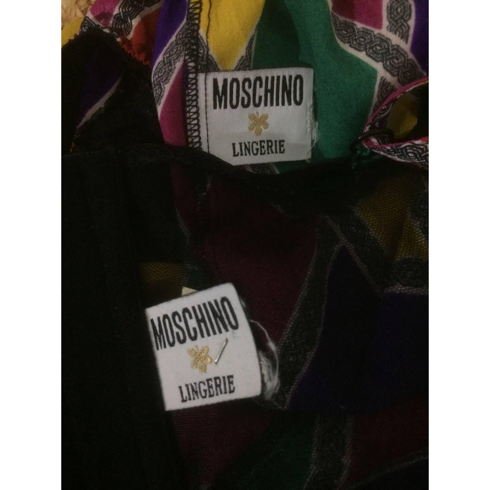 Moschino lingerie harlequin silk & lace culotte and bra vintage 1980s multicolor In Good Condition In Brindisi, IT