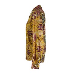 Roberto Cavalli freedom brown flower cotton cufflinks blouse size 48 women’s