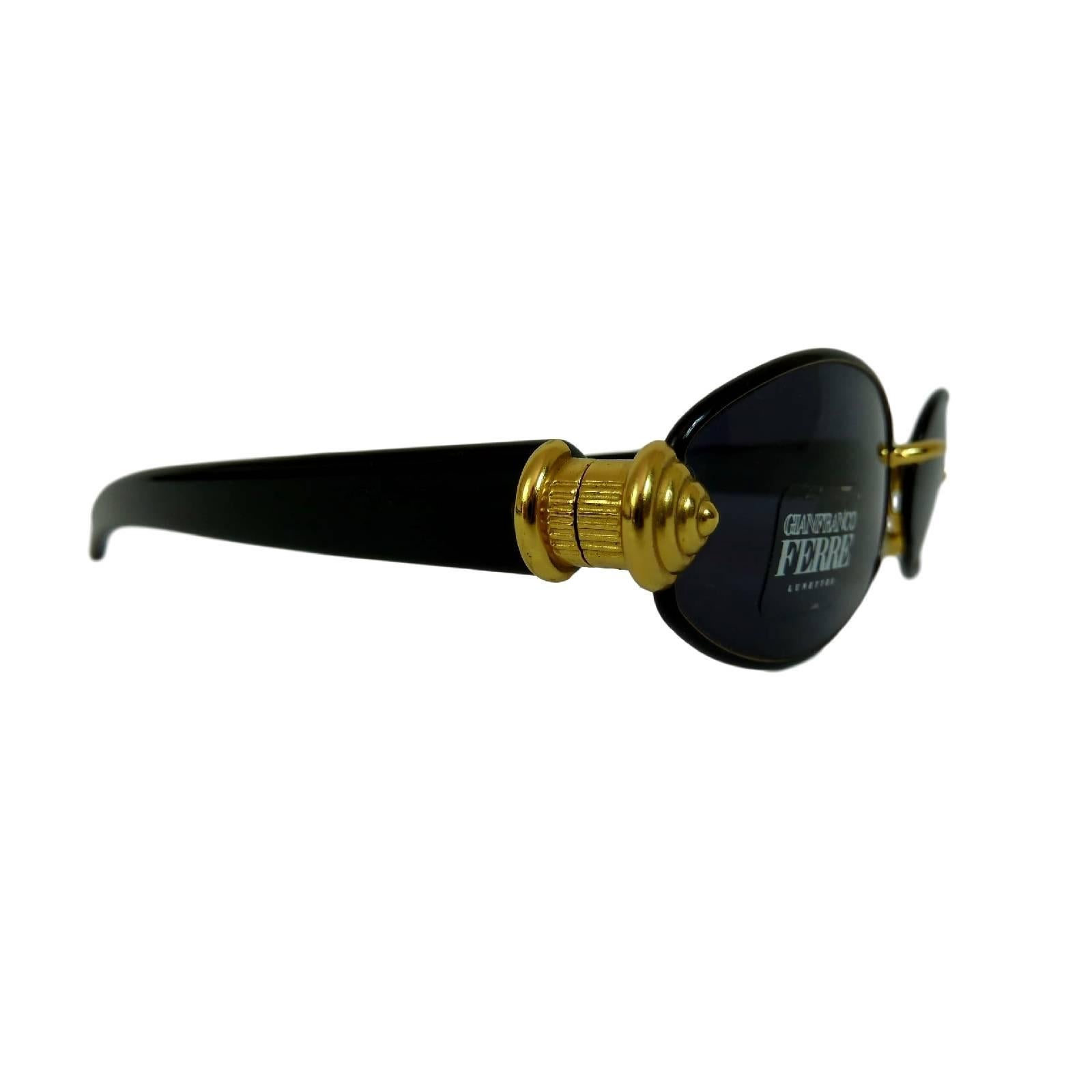 Black Gianfranco Ferre vintage sunglasses GFF 270/S bone and metal gold 1980s black