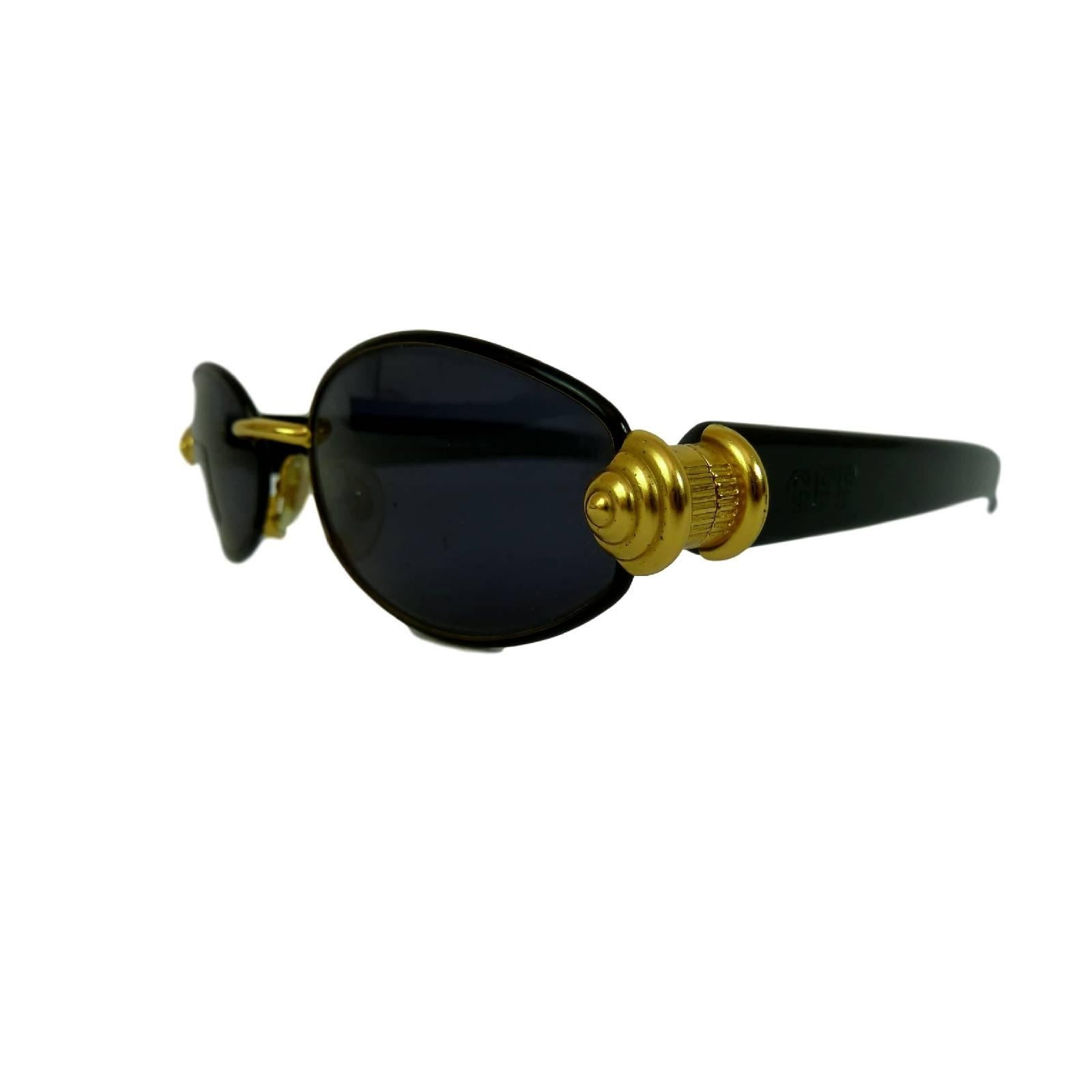 Gianfranco Ferre vintage sunglasses GFF 270/S bone and metal gold 1980s black 1