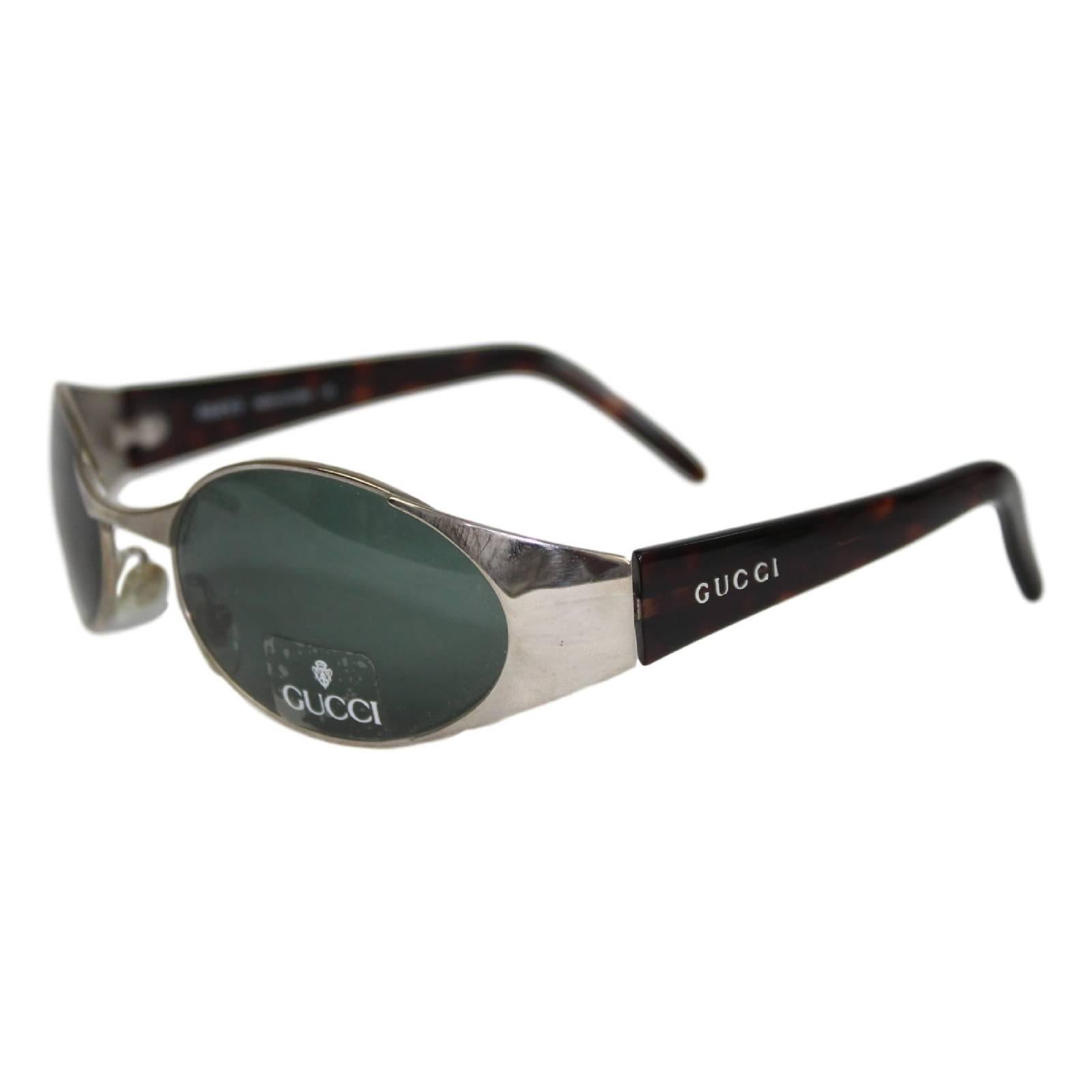 Gucci vintage sunglasses GG2378/S tortoise and green bone metal silver