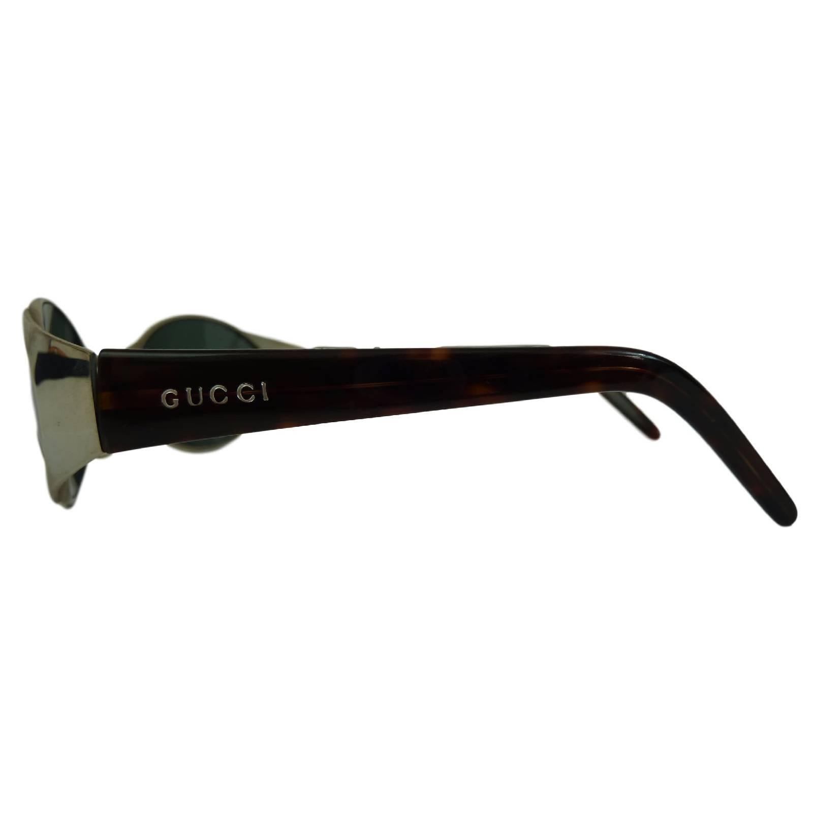 Black Gucci vintage sunglasses GG2378/S tortoise and green bone metal silver