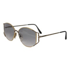 Vintage Mimmina R 119 Gold Color Frame Gray Shape Italian Sunglasses, 1980