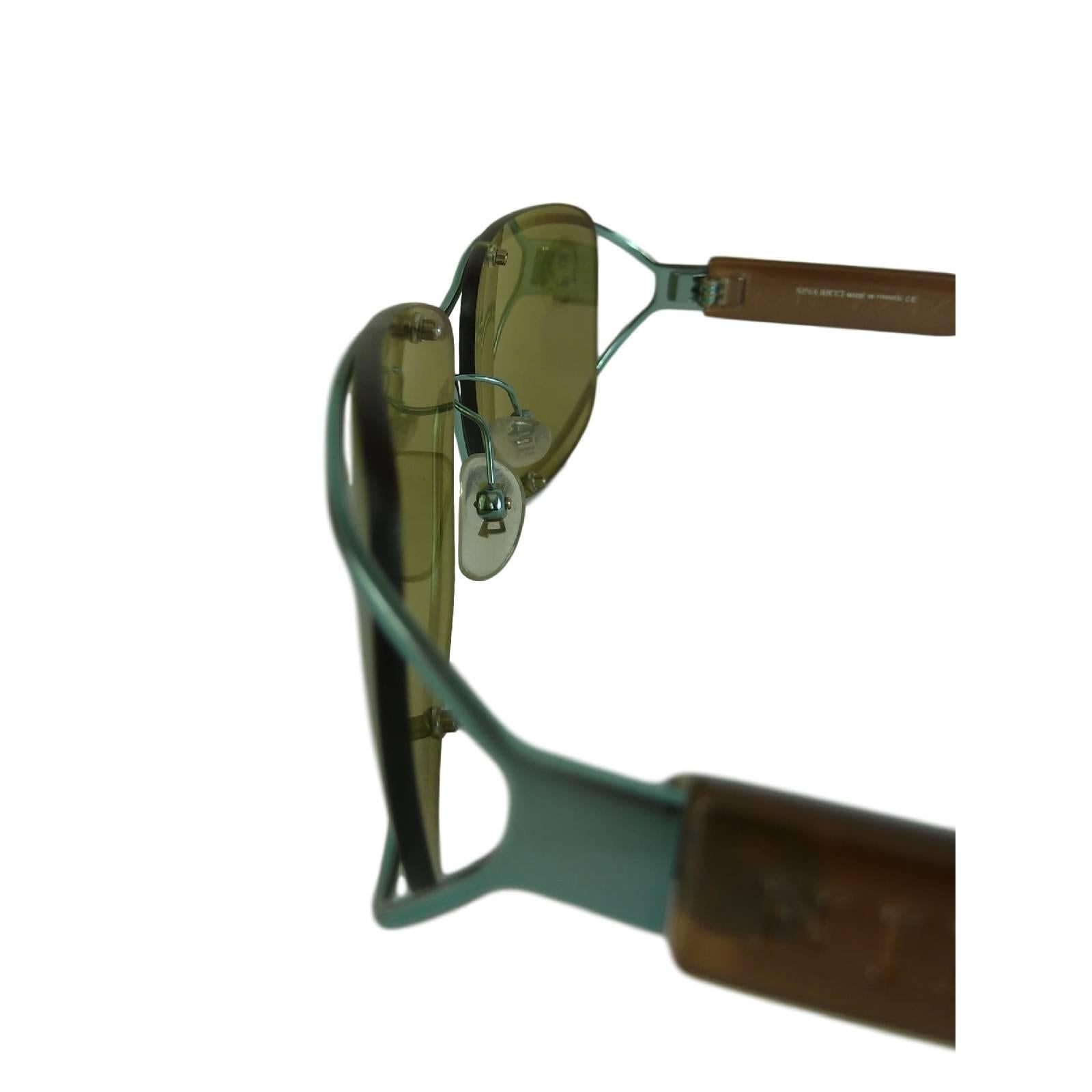 Nina Ricci vintage sunglasses NR 3477 green brown polycarbonate 1980s women’s For Sale 2
