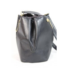 Gianni Versace 1980s vintage bucket bag Crossbody dark blu golden chains logo